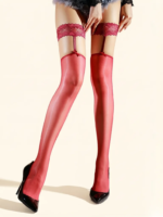 Liguero de encaje ultrafino 5D con brillo aceitoso para mujer, medias transparentes por encima de la rodilla, lencería. - Imagen 5