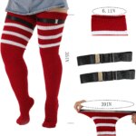 Calcetines por encima de la rodilla de talla grande para mujer, calentadores de piernas a rayas altas hasta el muslo, medias largas, 1 par - Imagen 2
