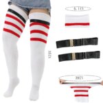 Calcetines por encima de la rodilla de talla grande para mujer, calentadores de piernas a rayas altas hasta el muslo, medias largas, 1 par - Imagen 5