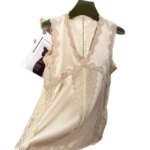 Chaleco de seda para mujer, de seda de morera, para exterior, nueva colección primavera-verano 2025, top interior sin mangas con tirantes y encaje, de corte holgado - Imagen 5