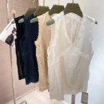 Chaleco de seda para mujer, de seda de morera, para exterior, nueva colección primavera-verano 2025, top interior sin mangas con tirantes y encaje, de corte holgado