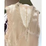 Chaleco de seda para mujer, de seda de morera, para exterior, nueva colección primavera-verano 2025, top interior sin mangas con tirantes y encaje, de corte holgado - Imagen 3