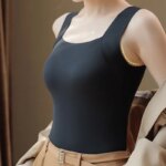 Camiseta Térmica de Cuello Cuadrado para Mujer, Sin Costuras, Ajustada, Sin Mangas, Suave y Cálida, para Invierno - Imagen 2