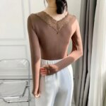 Camiseta de Manga Larga para Otoño, Ropa Interior Térmica de Primavera, Camiseta Básica con Cuello en V, Blusa Delgada para Mujer - Imagen 5