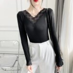 Camiseta de Manga Larga para Otoño, Ropa Interior Térmica de Primavera, Camiseta Básica con Cuello en V, Blusa Delgada para Mujer - Imagen 4