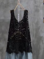 Top Versátil de Tirantes con Borde Ondulado, Estilo Casual para Mujer, Talla ande, Tejido de Punto con Encaje Calado de Col... - Imagen 4