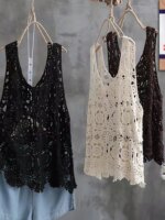Top Versátil de Tirantes con Borde Ondulado, Estilo Casual para Mujer, Talla ande, Tejido de Punto con Encaje Calado de Col... - Imagen 5