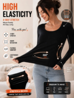 Camisetas térmicas de manga larga para mujer, ropa interior térmica de compresión, camiseta térmica de otoño, cuello redondo, corte ajustado - Imagen 6