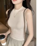Chaleco roscado para mujer, antiexposición, que cubre los senos laterales, corte ajustado, top sin mangas para uso interior y exterior para mujer - Imagen 4