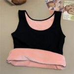 Camiseta térmica de invierno para mujer, sin costuras, con forro de terciopelo, sin mangas, chaleco cálido, camiseta interior para mujer, de color liso, lencería sexy. - Imagen 5
