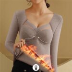 Nueva ropa interior térmica para mujer, chaleco de talla grande, lencería térmica, ropa de invierno, Tops cortos cálidos, camiseta sin mangas para mujer, camiseta interior íntima - Imagen 6