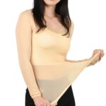 Ropa interior térmica para mujer, camisa de fondo, Otoño Invierno, Top de piel térmica fina, jersey, camiseta elástica de manga larga, L-XL - Imagen 5