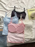 Elegante Top Corto Casual de Verano con Estampado Floral de Encaje, Estilo Lazo Dulce, Talla Única, Camiseta sin Mangas Ajustada y Sexy para Primavera - Imagen 3