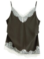 FSLE【Serie Premium】Camisola de mezcla de lino con ribete de encaje para mujer, top ajustado a la cintura para un estilo romántico y elegante para el día a día - Imagen 5
