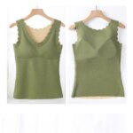 Sujetadores térmicos para mujer, ropa interior Sexy, camiseta sin mangas cálida, almohadilla extraíble, escote en V profundo, ropa interior de invierno - Imagen 3