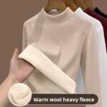 Camisa básica de lana de cordero para mujer, Tops con forro polar grueso, ropa interior térmica, camiseta de manga larga de otoño, ropa cálida - Imagen 4