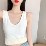 Camisola cálida con tirantes para mujer, ropa interior gruesa de terciopelo para invierno, ropa interior térmica ajustada y acogedora de Color sólido - Imagen 5