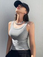 Camisola sin mangas suave para mujer, trajes de verano, camiseta sin mangas ajustada y Sexy, camisa inferior de punto y Top sin mangas para prendas de vestir exteriores - Imagen 4