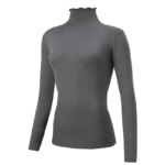 Camiseta de cuello alto versátil a la moda para mujer, camiseta cálida cómoda y versátil con borde de hongo, otoño e invierno, 3/1 piezas - Imagen 3