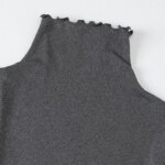 Camiseta de cuello alto versátil a la moda para mujer, camiseta cálida cómoda y versátil con borde de hongo, otoño e invierno, 3/1 piezas - Imagen 6