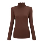 Camiseta de cuello alto versátil a la moda para mujer, camiseta cálida cómoda y versátil con borde de hongo, otoño e invierno, 3/1 piezas - Imagen 2