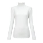 Camiseta de cuello alto versátil a la moda para mujer, camiseta cálida cómoda y versátil con borde de hongo, otoño e invierno, 3/1 piezas - Imagen 5