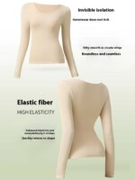 Camiseta térmica de manga larga para mujer, ropa interior térmica fina para otoño e invierno, talla L-XL - Imagen 5