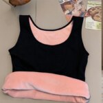 Camiseta térmica de invierno para mujer, sin costuras, con forro de terciopelo, sin mangas, chaleco cálido, camiseta interior para mujer, de color liso, lencería sexy. - Imagen 4