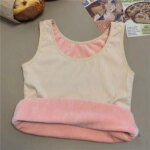 Camiseta térmica de invierno para mujer, sin costuras, con forro de terciopelo, sin mangas, chaleco cálido, camiseta interior para mujer, de color liso, lencería sexy. - Imagen 5
