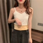 Camiseta sin mangas de moda para mujer, ropa interior térmica de invierno, color liso, ropa de noche informal, sexy, elástica, de terciopelo fino. - Imagen 3