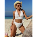 Conjunto de Bikini Blanco Sexy sin Espalda para Mujer, Traje de Baño de 2 Piezas para Playa, Verano 2026, Nuevo Traje de Baño con Cuello Halter - Imagen 6