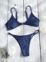 Traje de baño de dos piezas Miyouj Push Up, bikinis lisos 2026, traje de baño sexy de corte triangular, trajes de baño de tiro bajo, traje de baño de corte alto - Imagen 2