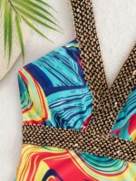 Vigoashely 2026 Traje de Baño Sexy Estampado con Tirantes para Mujer, Monokini Push-Up de Una Pieza, Sin Espalda, Hueco, Traje de Baño de Verano - Imagen 4