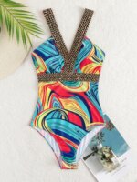 Vigoashely 2026 Traje de Baño Sexy Estampado con Tirantes para Mujer, Monokini Push-Up de Una Pieza, Sin Espalda, Hueco, Traje de Baño de Verano - Imagen 3