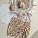 Conjunto de Bikini de 3 Piezas con Falda, Tejido a Rayas, con Tirantes, 2026, Traje de Baño, Ropa de Playa, Biquini, Купальник Женский - Imagen 4