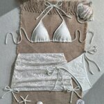 Conjunto de Bikini de 3 Piezas con Falda, Tejido a Rayas, con Tirantes, 2026, Traje de Baño, Ropa de Playa, Biquini, Купальник Женский - Imagen 2
