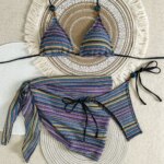 Conjunto de Bikini de 3 Piezas con Falda, Tejido a Rayas, con Tirantes, 2026, Traje de Baño, Ropa de Playa, Biquini, Купальник Женский - Imagen 5