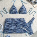 Conjunto de Bikini de 3 Piezas con Falda, Tejido a Rayas, con Tirantes, 2026, Traje de Baño, Ropa de Playa, Biquini, Купальник Женский - Imagen 3