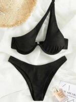 Vzvn 2026 Conjunto de Bikini de un Hombro con Corte Alto, Push Up, Sexy, con Recortes, para Mujer - Imagen 3