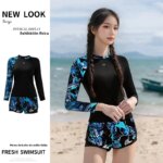 Traje de Baño de Dos Piezas para Mujer, Modelo 2026, Estampado, Manga Larga, Estilo Resort, para Vacaciones de Primavera, Mar...