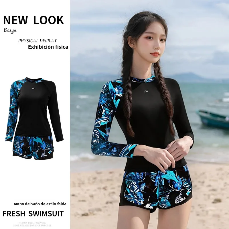 55936-i9uq8i.jpg Traje de Baño de Dos Piezas para Mujer, Modelo 2026, Estampado, Manga Larga, Estilo Resort, para Vacaciones de Primavera, Mar... - Imagen 1