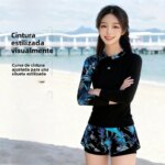 Traje de Baño de Dos Piezas para Mujer, Modelo 2026, Estampado, Manga Larga, Estilo Resort, para Vacaciones de Primavera, Mar... - Imagen 2