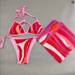 Conjuntos de Bikini Rojo para Mujer, Diseño Clásico 2026, Marca de Moda, Ropa de Playa, Trajes de Baño con Diadema