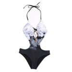 Nuevo conjunto de traje de baño de una pieza 2026 con costuras, sexy, de malla hueca, push-up, para mujer, de cintura alta, para playa - Imagen 3