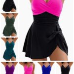 8 colores lindo traje de baño para mujer Control de barriga Sexy de una pieza delgado y cómodo acanalado y traje de baño cruzado ropa de playa elástica 2025 nuevo