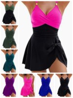 8 colores lindo traje de baño para mujer Control de barriga Sexy de una pieza delgado y cómodo acanalado y traje de baño cruzado ropa de playa elástica 2025 nuevo
