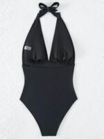 Vigorashely 2026 Sexy Traje de Baño de Una Pieza para Mujer, Halter Sólido con Lazos, Escote en V, Push-Up, Corte Alto, Sin Espalda, para Verano - Imagen 6