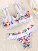 Conjunto de Bikini Push-Up con Estampado Floral y Volantes, Traje de Baño para Mujer 2026, Biquini Mujer, Ropa de Playa - Imagen 2
