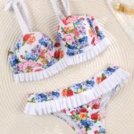 Conjunto de Bikini Push-Up con Estampado Floral y Volantes, Traje de Baño para Mujer 2026, Biquini Mujer, Ropa de Playa