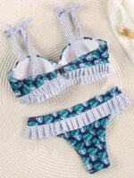 Conjunto de Bikini Push-Up con Estampado Floral y Volantes, Traje de Baño para Mujer 2026, Biquini Mujer, Ropa de Playa - Imagen 4